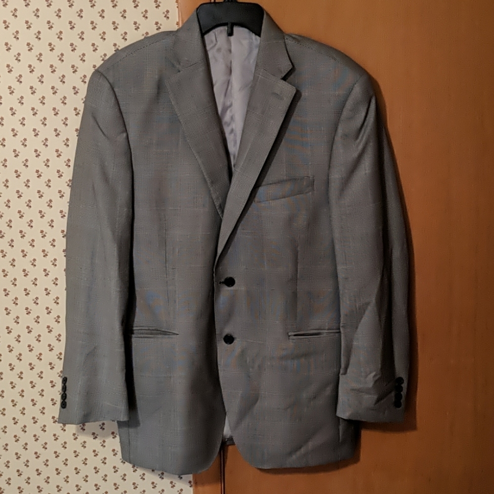 Peter Millar Plaid Suit Coat Blazer Gray 42R